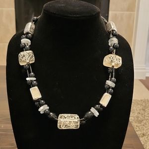 Chicos silver and black chunky necklace 22"